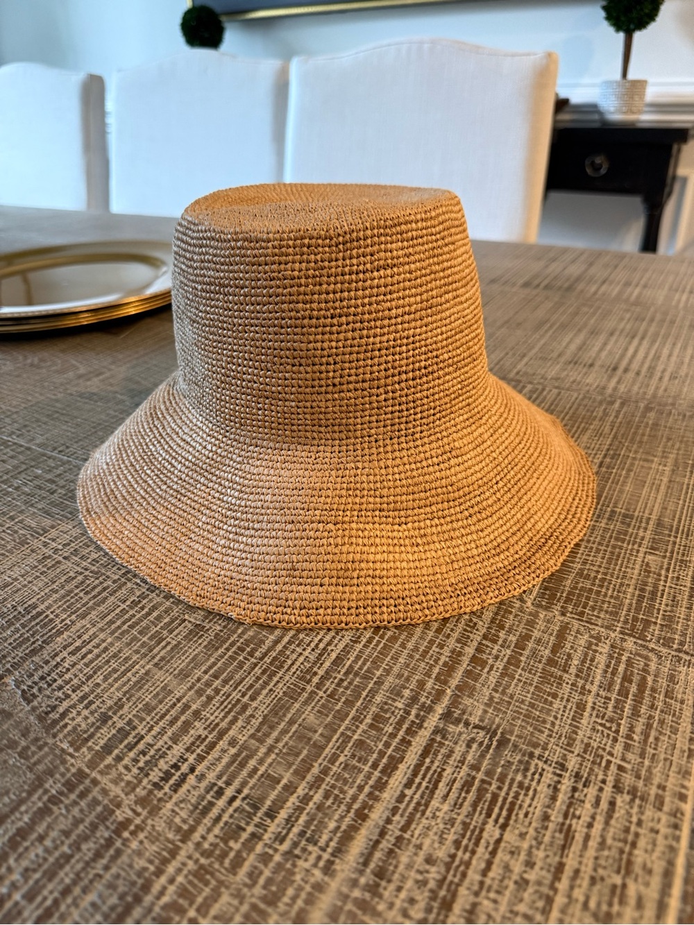 Aritzia Woven Bucket Hat - Natural Tan